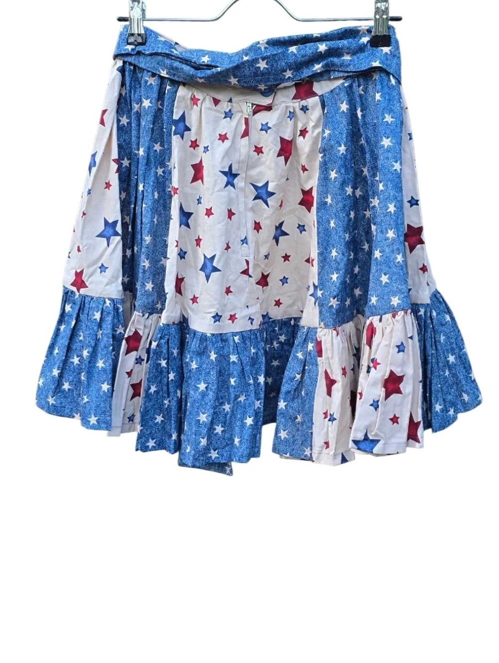 Vintage Americana Stars Ruffle Square Dance Mini Skirt